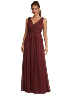David’s Bridal Bridesmaid Dress Maxi Burgundy Empire Waist Size 14 Prom Formal